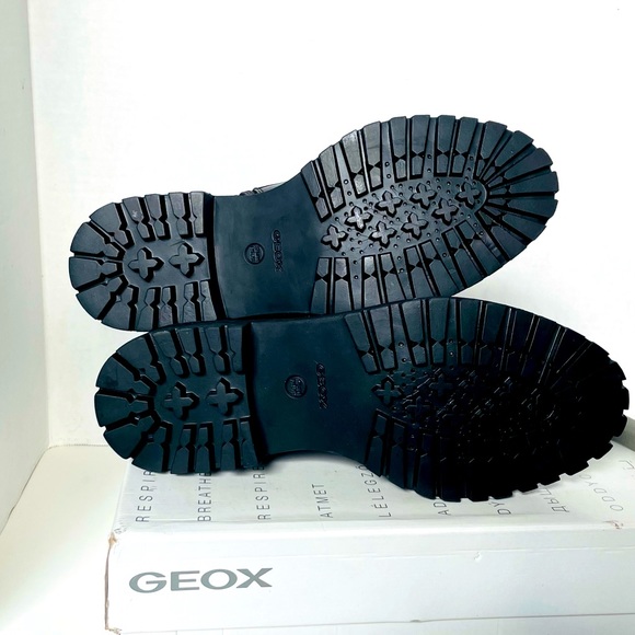 💚 GEOX: LEATHER Combat-style boots with treaded lug sole, side zip closure. - Picture 8 of 11